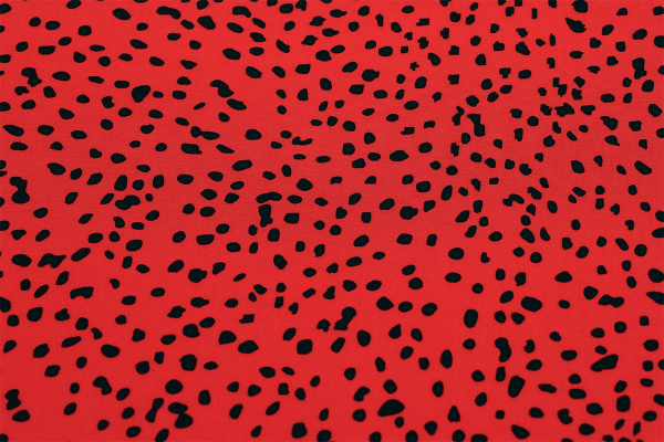 Ткань плательно-блузочная штапель, Maks Style, вискоза 100%, цвет ткани красный, черные камушки, арт. MS- 2208 D-4 C-3