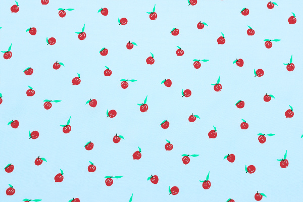 Ткань плательно-блузочная штапель, Maks Style, вискоза 100%, ткань голубая принт ягоды, арт. 4203 D-2030 С-4