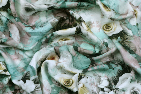 Ткань плательно-блузочная вискоза сатин, Maks Style, вискоза 100%, цветочный принт, арт. 1197 D- 22