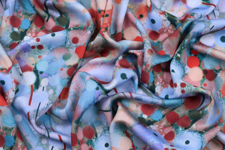 Ткань плательно-блузочная вискоза сатин, Maks Style, вискоза 100%, акварель, арт. D- 54