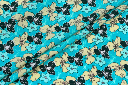 Ткань плательно-блузочная штапель, Maks Style, вискоза 100%, цветочный принт, арт. SI-2666/17 D-12A