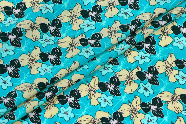 Ткань плательно-блузочная штапель, Maks Style, вискоза 100%, цветочный принт, арт. SI-2666/17 D-12A