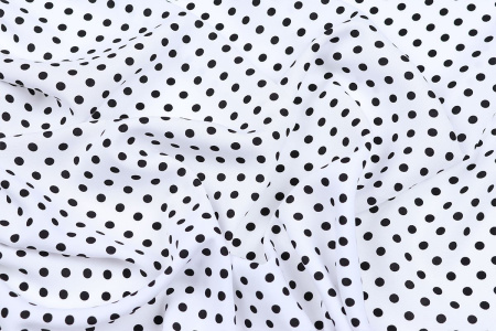 Ткань плательно-блузочная штапель, Maks Style, вискоза 100%, белый принт горох, арт. MS- 1146 D-30 С-2