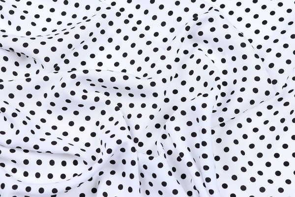 Ткань плательно-блузочная штапель, Maks Style, вискоза 100%, белый принт горох, арт. MS- 1146 D-30 С-2
