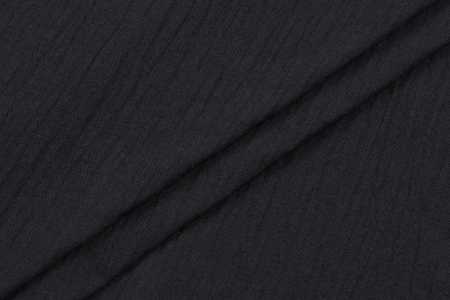 Ткань плательно-блузочная марлевка однотонная, Maks Style, хлопок 100%, цвет черный, арт. 1114 D-7