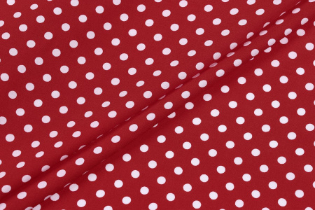 Ткань плательно-блузочная штапель, Maks Style, вискоза 100%, красный принт горох, арт. MS- 1146 D-30 С-6