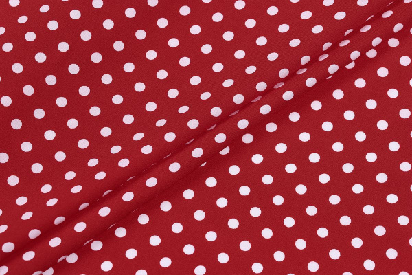 Ткань плательно-блузочная штапель, Maks Style, вискоза 100%, красный принт горох, арт. MS- 1146 D-30 С-6
