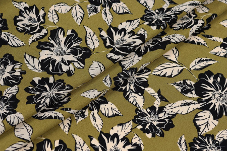 Ткань плательно-блузочная штапель, Maks Style, вискоза 100%, цветочный принт, арт. MS-1237 D-LZD621073 С-1