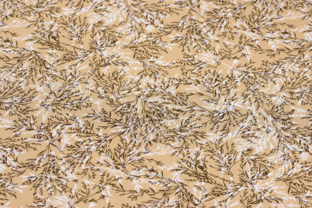 Ткань плательно-блузочная штапель, Maks Style, вискоза 100%, растительный принт бежевый, арт. MS-1237 D-LZD621060 C-4