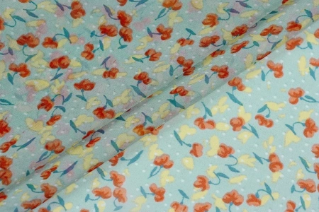 Ткань плательно-блузочная шифон, Maks Style, цветочный принт, арт.SI- 2493-16 D-26 C-3