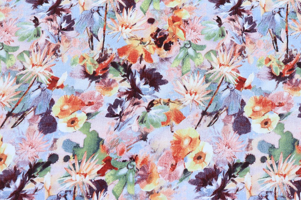 Ткань плательно-блузочная штапель, Maks Style, вискоза 100%, цветочный принт, арт. 3743 D-4