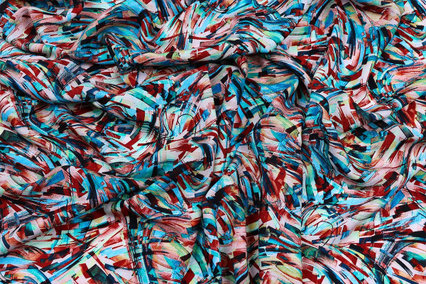 Ткань плательно-блузочная штапель, Maks Style, вискоза 100%, абстракция акварель, арт. MS- 3685 D-2