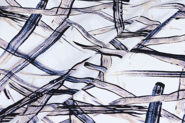 Ткань плательно-блузочная штапель, Maks Style, вискоза 100%, абстракция, полоски, арт. MS- 2209 D- 5 C- 1