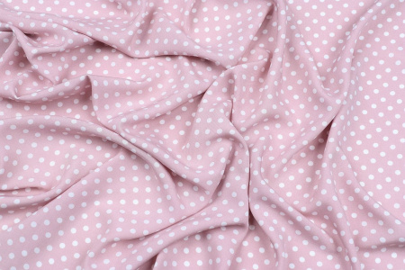 Ткань плательно-блузочная штапель, Maks Style, вискоза 100%, розовый принт горох, арт. MS- 1146 D-30 С-5