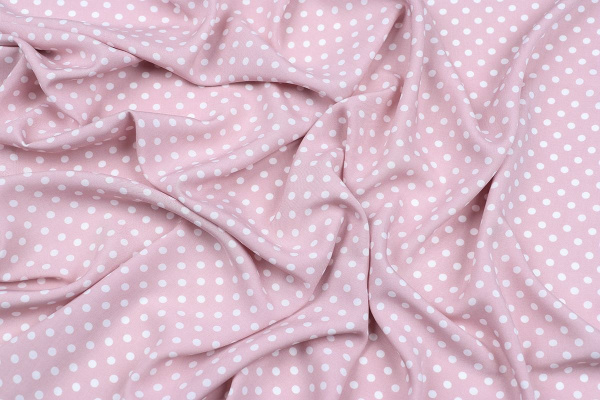 Ткань плательно-блузочная штапель, Maks Style, вискоза 100%, розовый принт горох, арт. MS- 1146 D-30 С-5
