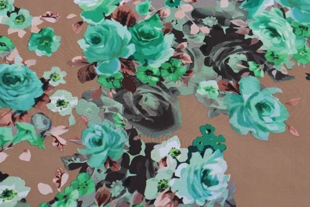 Ткань плательно-блузочная шифон,  Maks Style, цветочный принт, арт SI- 3778-18 D-1013269 C-1