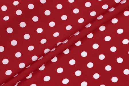 Ткань плательно-блузочная штапель, Maks Style, вискоза 100%, красный принт горох, арт. MS- 1146 D-29 С-6