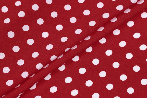 Ткань плательно-блузочная штапель, Maks Style, вискоза 100%, красный принт горох, арт. MS- 1146 D-29 С-6