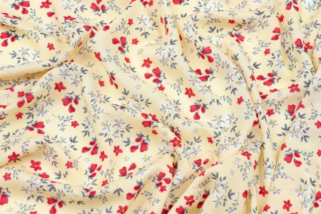 Ткань плательно-блузочная штапель, Maks Style, вискоза 100%, цветочный принт желтый, арт. MS-1120-1 D-17