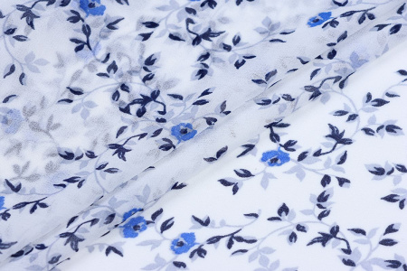 Ткань плательно-блузочная шифон, Maks Style, цветочный принт, арт. MS- 1195 D- 8 C- 1