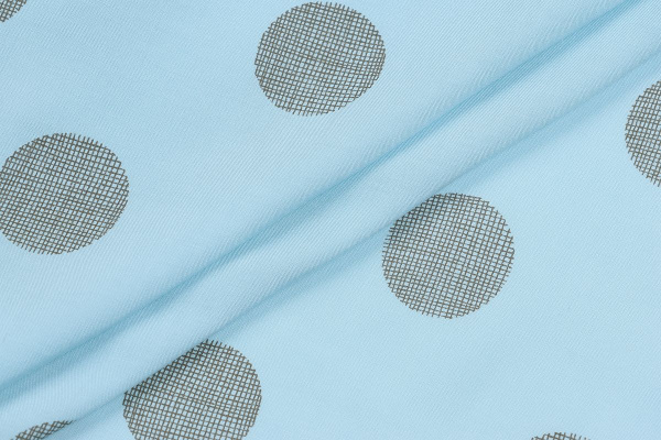 Ткань плательно-блузочная штапель, Maks Style, вискоза 100%, ткань голубая принт круги, арт. MS-4203 D-2020