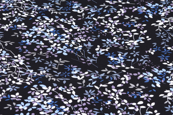 Ткань плательно-блузочная штапель, Maks Style, вискоза 100%, цвет ткани черный, рисунок цветы, арт. MS- 2208 D-10 C-1