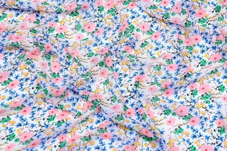 Ткань плательно-блузочная шифон, Maks Style, цветочный принт, арт. MS- 1234 D-30 C-2