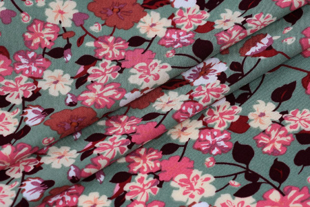 Ткань плательно-блузочная штапель, Maks Style, вискоза 100%, цветочный принт, арт. MS-1180 D-3