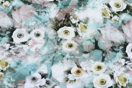 Ткань плательно-блузочная вискоза сатин, Maks Style, вискоза 100%, цветочный принт, арт. 1197 D- 22