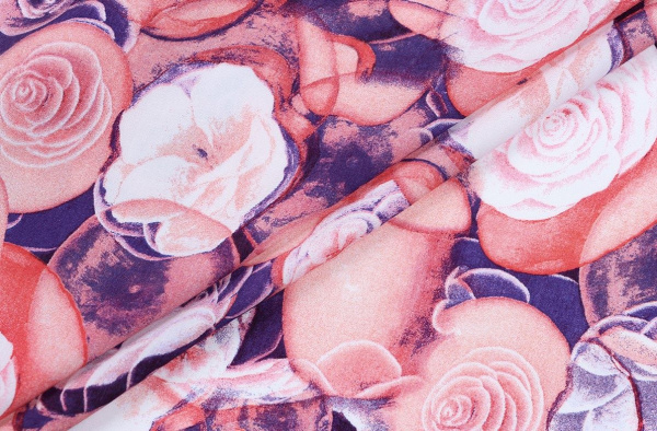 Ткань плательно-блузочная штапель, Maks Style, вискоза 100%, цветочный принт, арт. MS-2547 D-5