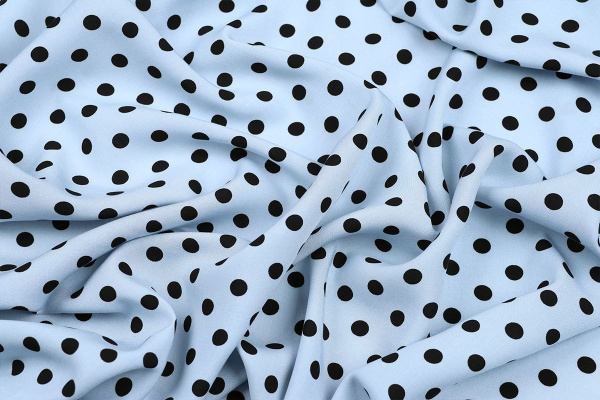 Ткань плательно-блузочная штапель, Maks Style, вискоза 100%, голубой принт горох, арт. MS- 1146 D-28 С-5