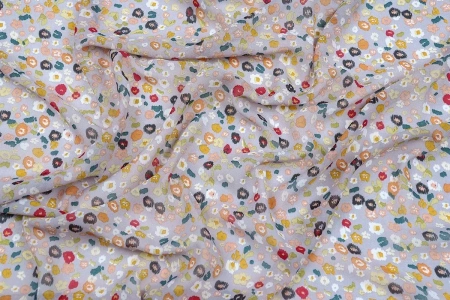 Ткань плательно-блузочная шифон, Maks Style, цветочный принт, арт.MS- 1234 D-12 C-1