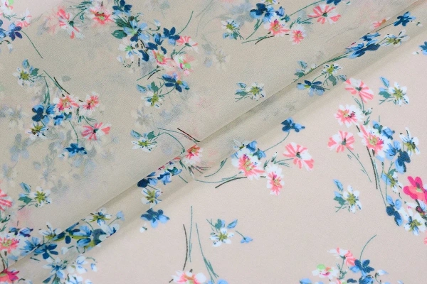 Ткань плательно-блузочная штапель, Maks Style, цветочный принт, арт MS- 1242 D-3 C-1