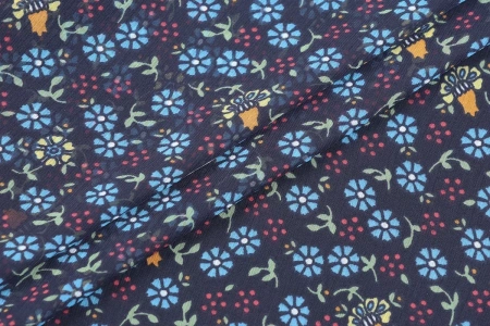 Ткань плательно-блузочная шифон, Maks Style, цветочный принт, арт. MS- 1127 D-10 C-2