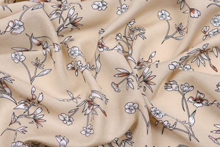 Ткань плательно-блузочная вискоза нейлон, Maks Style, вискоза 80%, нейлон 20%, цветочный принт, арт. MS- 1120 D- 6 С- 1
