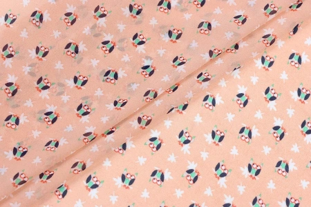 Ткань плательно-блузочная шифон, Maks Style, совы, арт. 2493 D-16 C-1