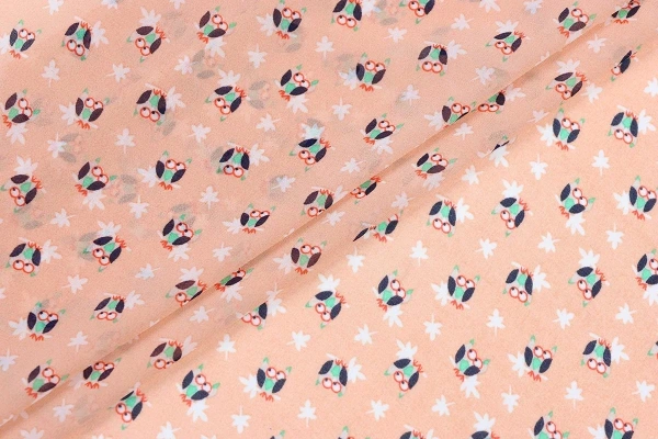 Ткань плательно-блузочная шифон, Maks Style, совы, арт. 2493 D-16 C-1