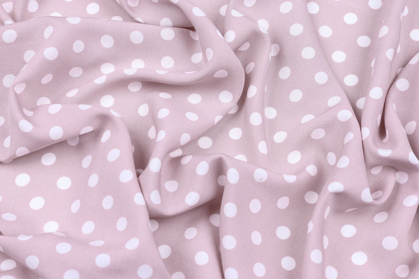 Ткань плательно-блузочная штапель, Maks Style, вискоза 100%, розовый принт горох, арт. MS- 1146 D-29 С-5