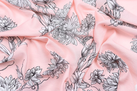 Ткань плательно-блузочная вискоза нейлон, Maks Style, вискоза 80%, нейлон 20%, цветочный принт, арт. MS- 1120 D- 4 С- 2