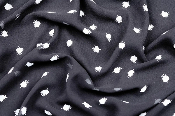 Ткань плательно-блузочная шифон, Maks Style, листья, арт MS- 1242 D-9 C-1