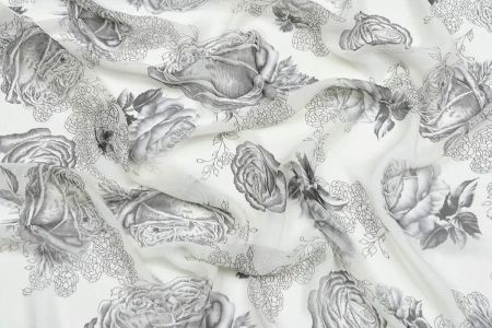 Ткань плательно-блузочная шифон,  Maks Style, цветочный принт, арт 3778 D-1009990 C-3