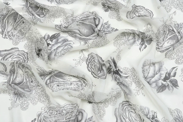 Ткань плательно-блузочная шифон,  Maks Style, цветочный принт, арт 3778 D-1009990 C-3