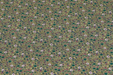 Ткань плательно-блузочная штапель, Maks Style, вискоза 100%, цвет ткани оливкой, мелкие цветы, арт. MS- 1226 D-33 C-1