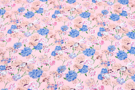 Ткань плательно-блузочная штапель, Maks Style, вискоза 100%, цветочный принт розовый, арт. MS-1237 D-LZD621057 C-4
