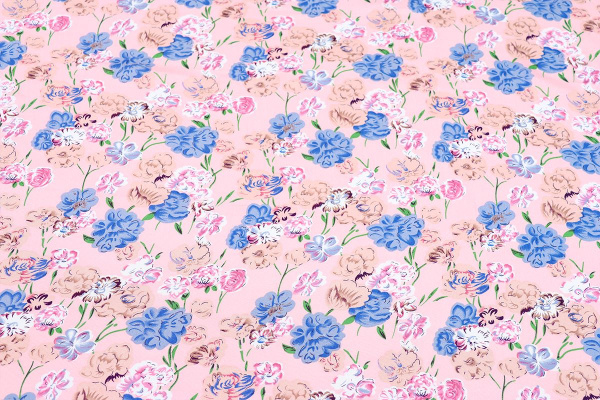Ткань плательно-блузочная штапель, Maks Style, вискоза 100%, цветочный принт розовый, арт. MS-1237 D-LZD621057 C-4