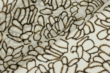 Ткань плательно-блузочная шифон, Maks Style, цветочный принт, арт B04Z 2402