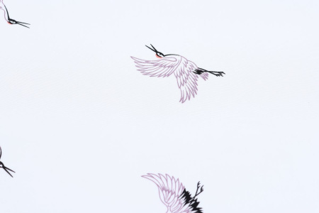 Ткань плательно-блузочная штапель, Maks Style, вискоза 100%, цвет ткани белый, аисты, арт. MS- 1226 D-21 C-1