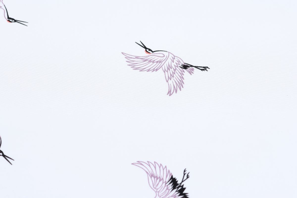 Ткань плательно-блузочная штапель, Maks Style, вискоза 100%, цвет ткани белый, аисты, арт. MS- 1226 D-21 C-1