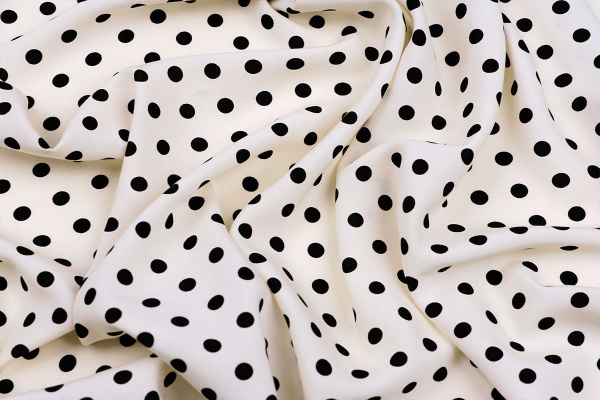 Ткань плательно-блузочная штапель, Maks Style, вискоза 100%, молочный принт горох, арт. MS- 1146 D-28 С-7