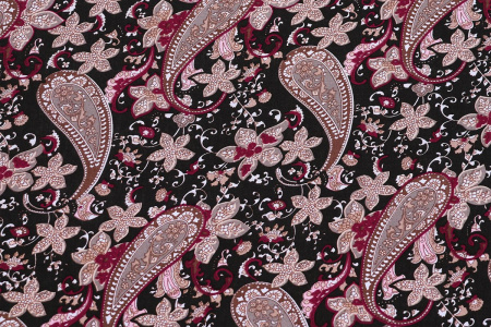 Ткань плательно-блузочная штапель, Maks Style, вискоза 100%, цветочный принт огурцы, арт. SI- 3020 /17 D-12 C-1